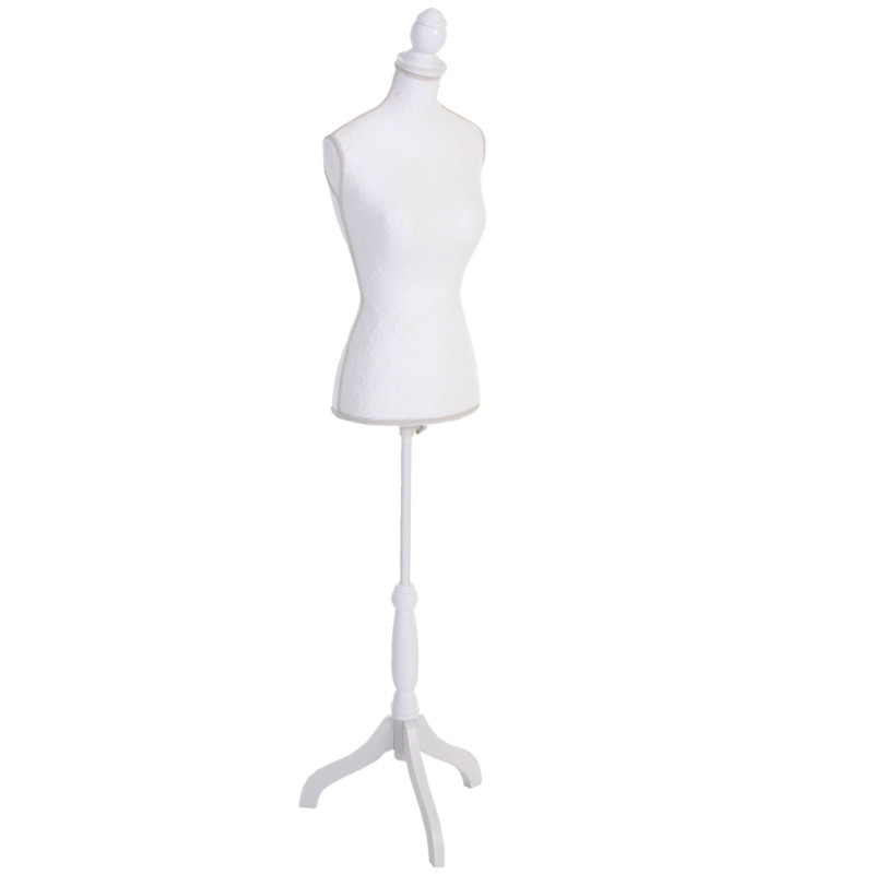 Mannequin de couture T220, mousse synthétique, torse féminin - blanc avec dentelle