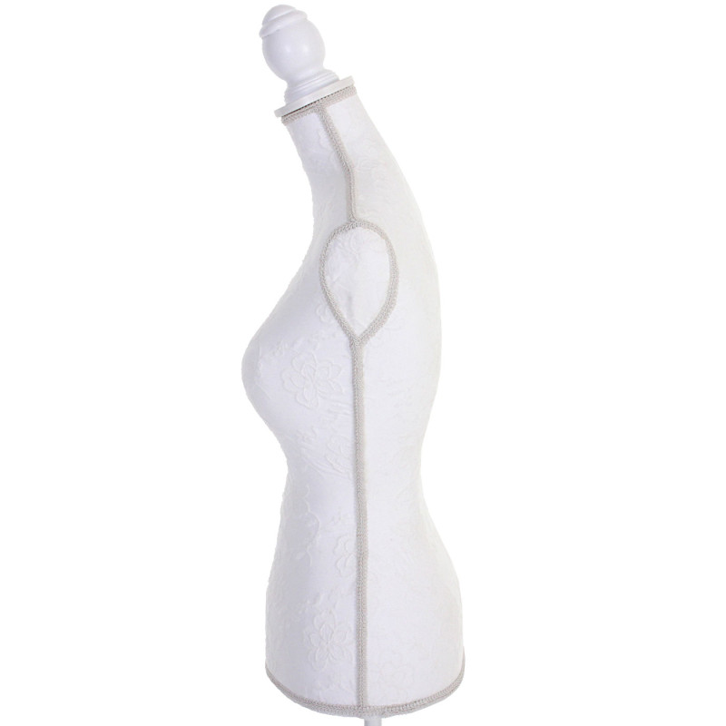 Mannequin de couture T220, mousse synthétique, torse féminin - blanc avec dentelle