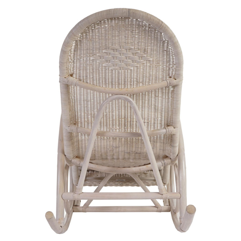 Fauteuil à bascule Esmeraldas, rocking-chair, fauteuil en rotin, blanc - rembourrage marron