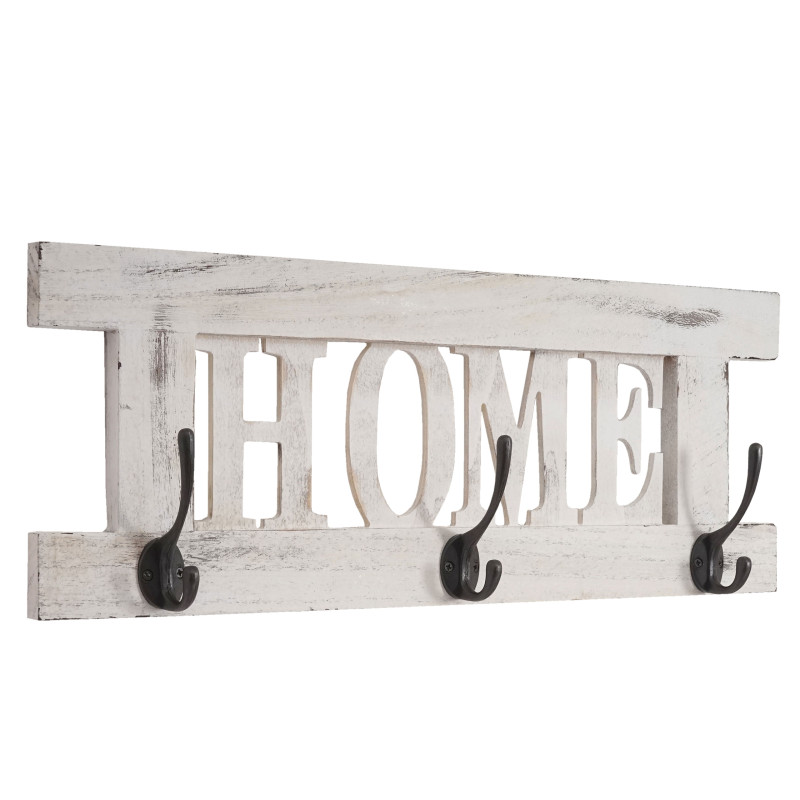 Garde-robe murale Home, planche vestiaire, style shabby, vintage, 55x20cm - blanc