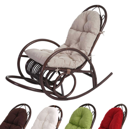 Fauteuil à bascule fauteuil pivotant, fauteuil en rotin, marron - rembourrage vert