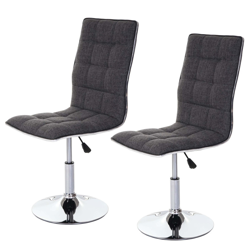 Lot de 2 chaises de séjour ou de salle à mangerHWC-C41, réglable en hauteur - gris clair