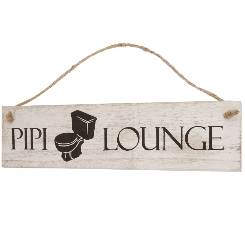 Planche murale Pipi-Lounge, planche décorative, panneau style shabby, vintage, 11x43x1cm, blanc