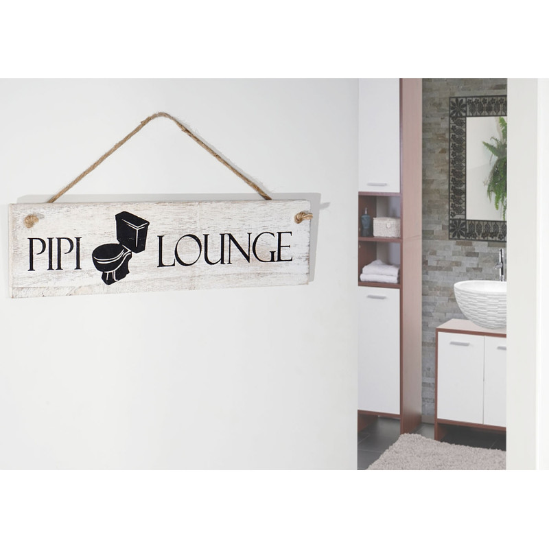 Planche murale Pipi-Lounge, planche décorative, panneau style shabby, vintage, 11x43x1cm, blanc