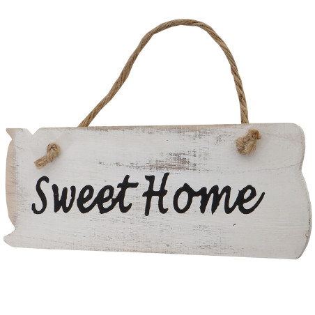 Planche murale Sweet Home, planche décorative, panneau style shabby, vintage, 10x25x1cm, blanc