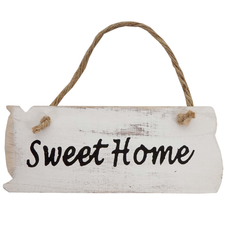 Planche murale Sweet Home, planche décorative, panneau style shabby, vintage, 10x25x1cm, blanc