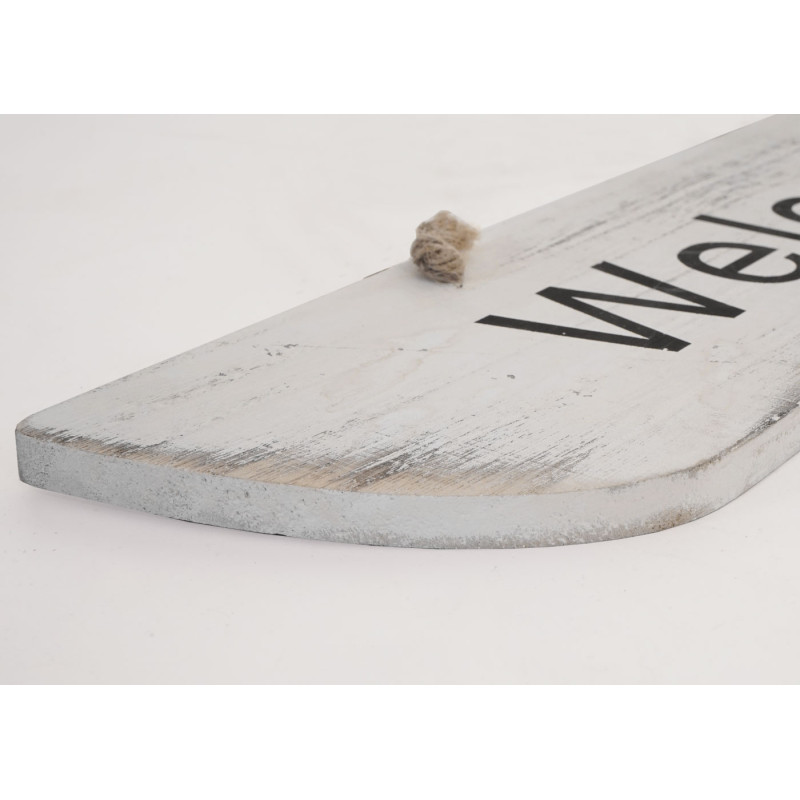 Planche murale Welcome, planche décorative, panneau style shabby, vintage, 10x43x1cm, blanc