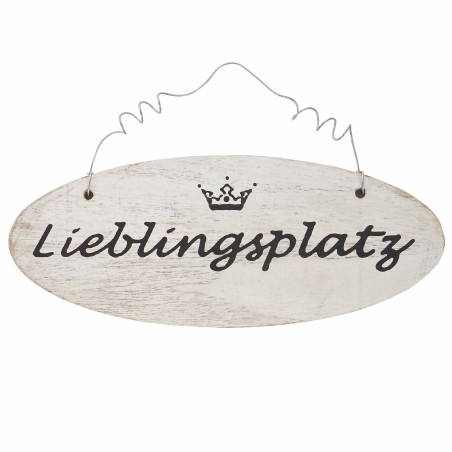 Tableau de décoration murale Lieblingsplatz, tableau en bois, style shabby, 10x25x1cm - blanc