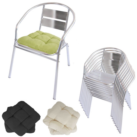 30x chaise bistro en aluminium M64, chaise empilable de jardin / terasse - avec coussin, crème