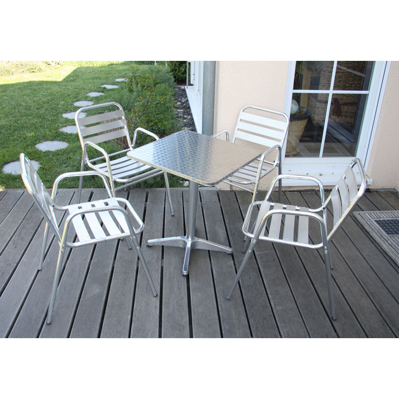 10x chaise bistro en aluminium M28, chaise empilable de jardin / terasse - avec coussin, crème