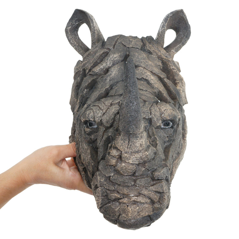 Deko crâne décoration murale tête trophée, polyrésine Indoor Outdoor - tête de rhinocéros 26cm