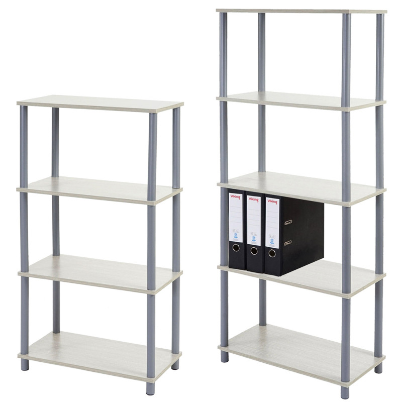 2x étagère Hempton, étagère indépendante de ménage / rack, chêne clair - 5 tablettes