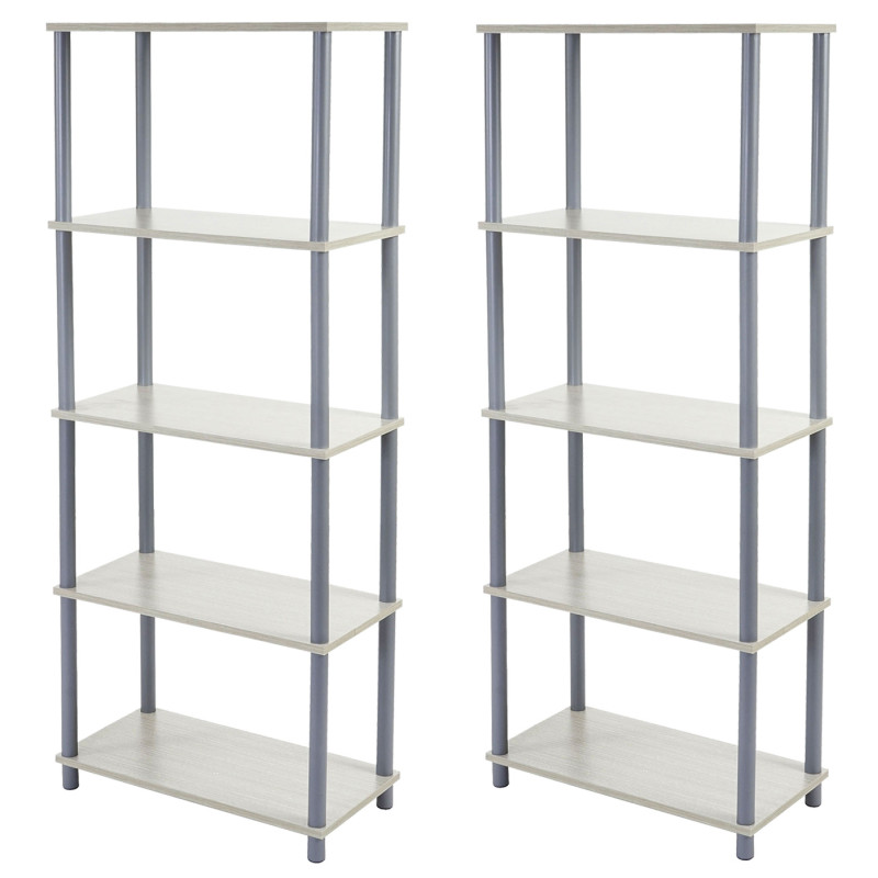 2x étagère Hempton, étagère indépendante de ménage / rack, chêne clair - 5 tablettes