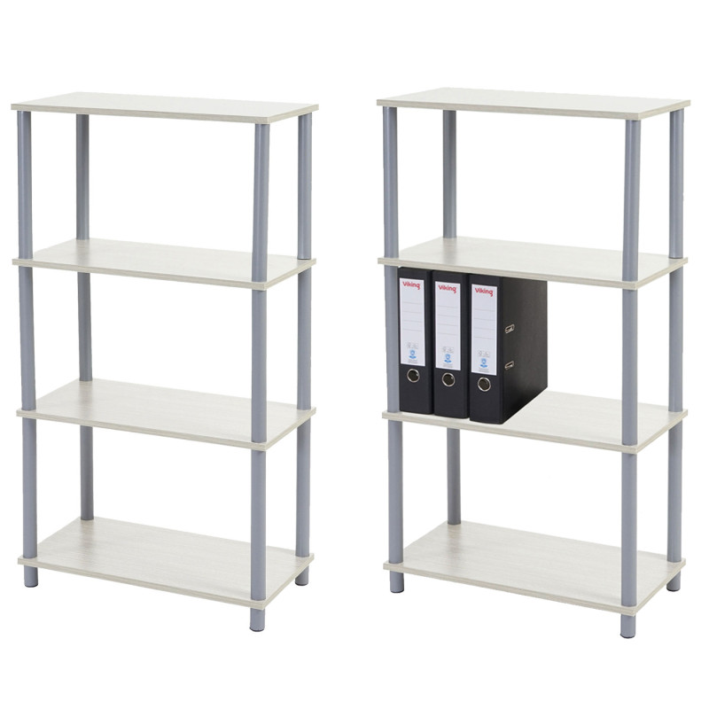 2x étagère Hempton, étagère indépendante de ménage / rack, chêne clair - 4 tablettes