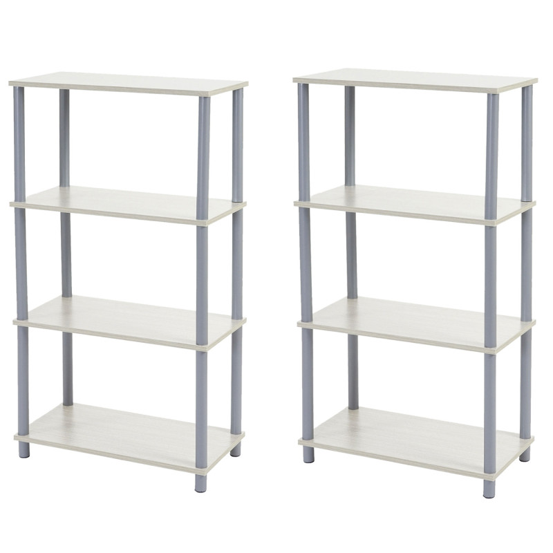 2x étagère Hempton, étagère indépendante de ménage / rack, chêne clair - 4 tablettes