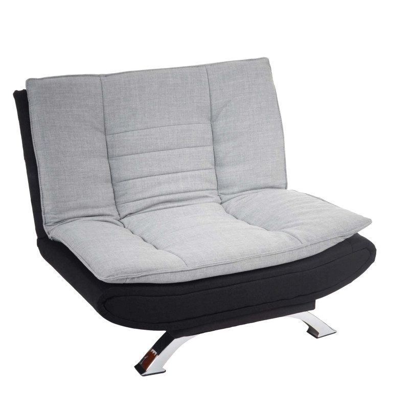 Fauteuil Lissabon, fauteuil de salon, tissu gris / noir