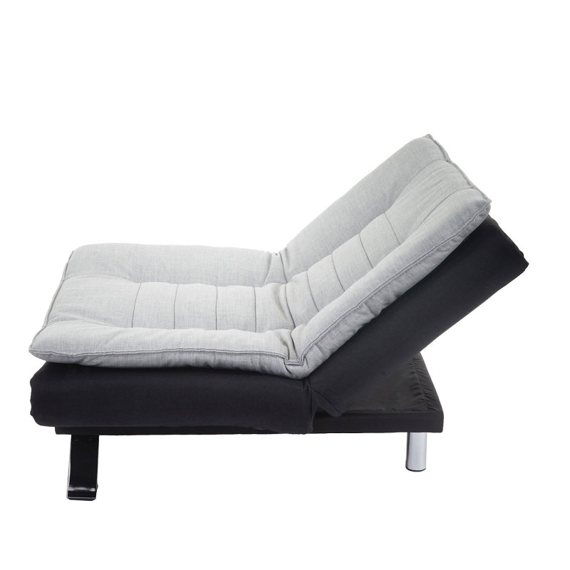 Fauteuil Lissabon, fauteuil de salon, tissu gris / noir