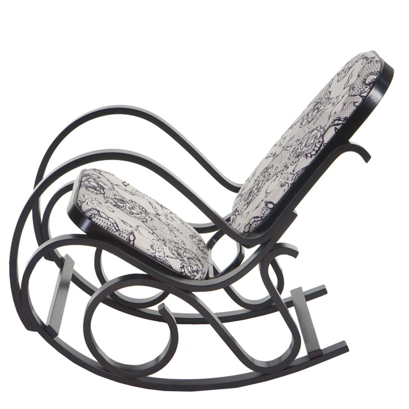 Rocking-chair M41, fauteuil à bascule en bois, fauteuil de relaxation - jaquard, noir