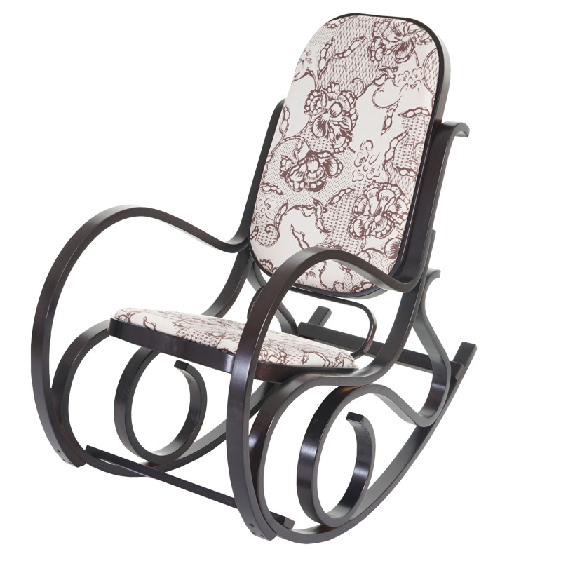 Fauteuil à bascule M41, rocking-chair en bois - Jacquard brun