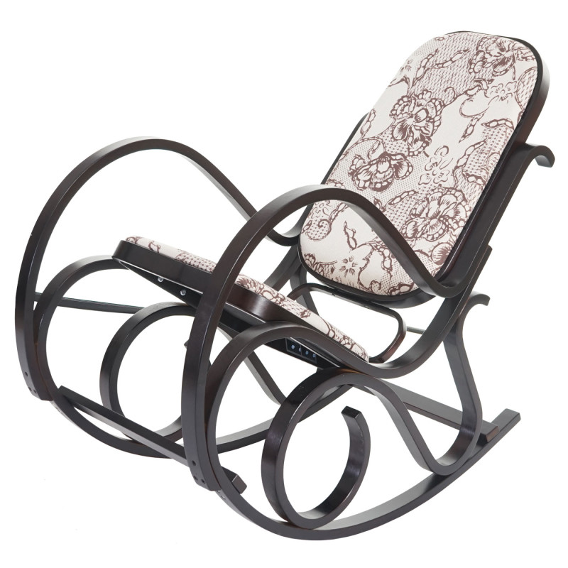 Fauteuil à bascule M41, rocking-chair en bois - Jacquard brun