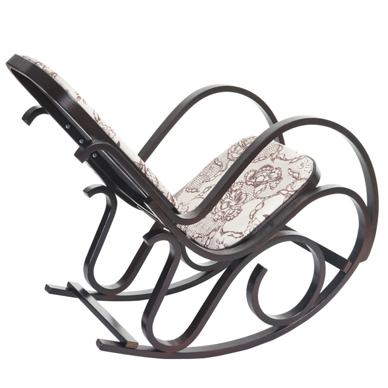 Fauteuil à bascule M41, rocking-chair en bois - Jacquard brun