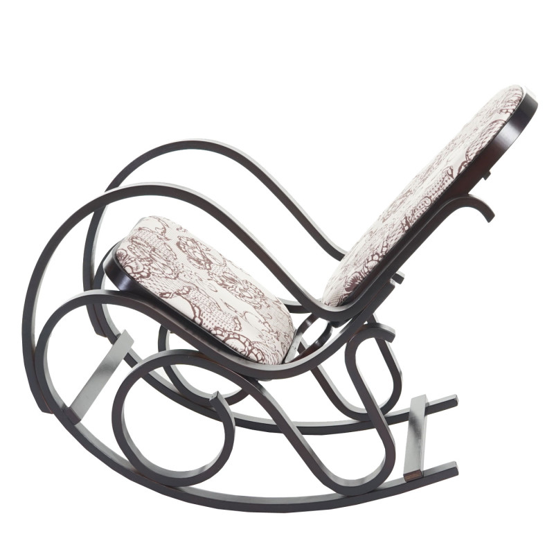 Fauteuil à bascule M41, rocking-chair en bois - Jacquard brun