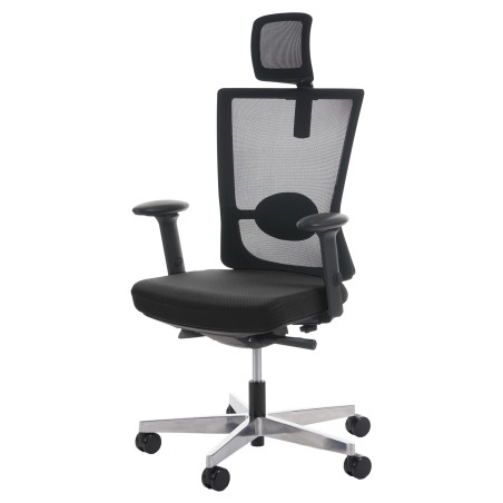 Chaise de bureau MERRYFAIR Forte, fauteuil de bureau, chaise pitovante - noir avec appui-tête