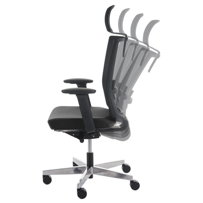 Chaise de bureau MERRYFAIR Forte, fauteuil de bureau, chaise pitovante - noir avec appui-tête