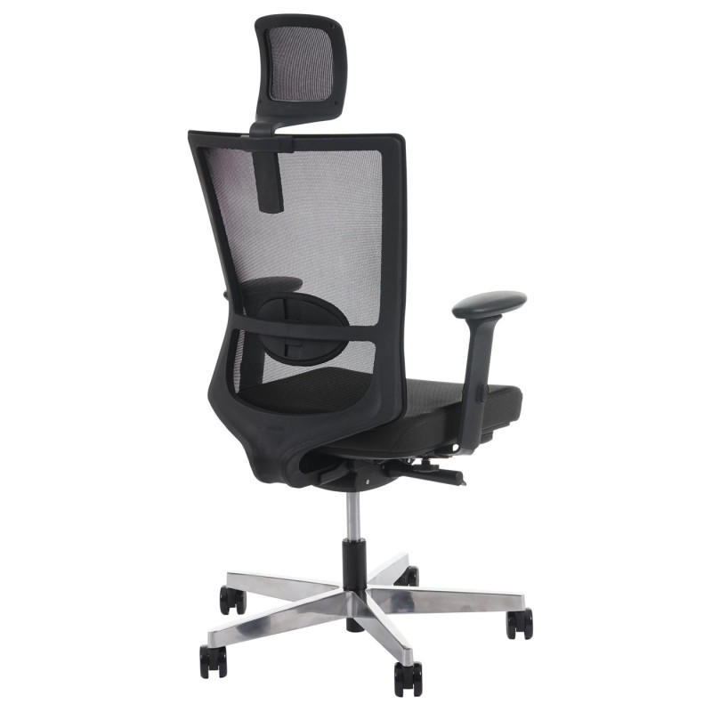 Chaise de bureau MERRYFAIR Forte, fauteuil de bureau, chaise pitovante - noir avec appui-tête