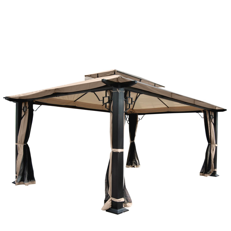 Pergola Mira, pavillon de jardin, cadre stable à 12cm avec paroi et moustiquaire - 4,5x3,5m