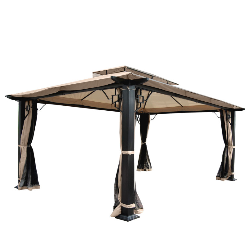 Pergola Mira, pavillon de jardin, cadre stable à 12cm avec paroi et moustiquaire - 4,5x3,5m