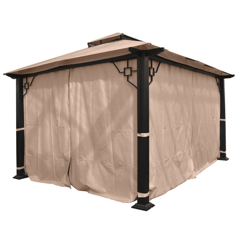 Pergola Mira, pavillon de jardin, cadre stable à 12cm avec paroi et moustiquaire - 4,5x3,5m