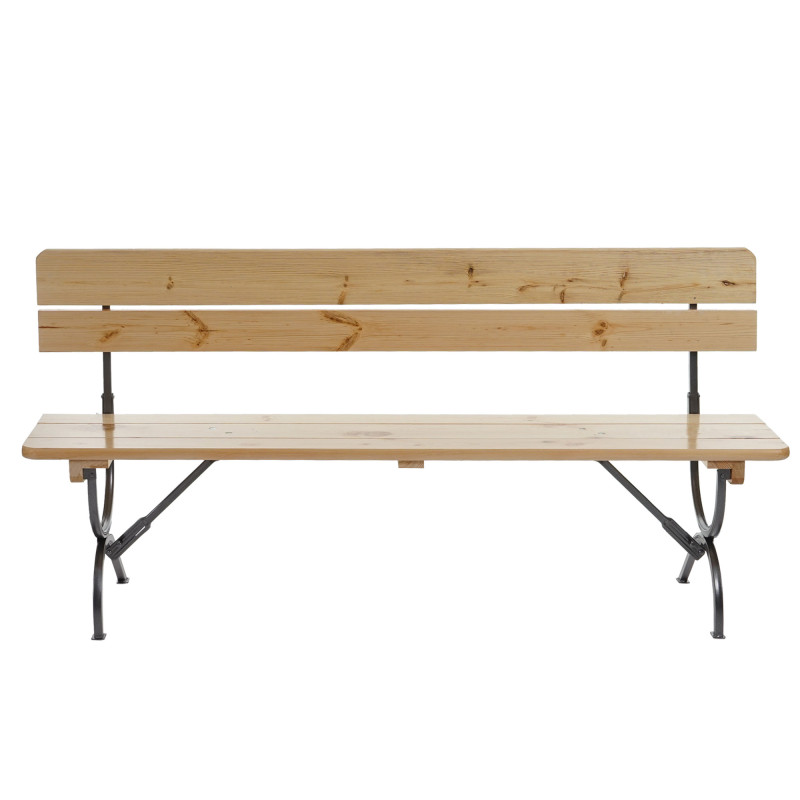 Ensemble de jardin LINZ, table + 2 bancs, bois massif, laqué, pliable - 150cm