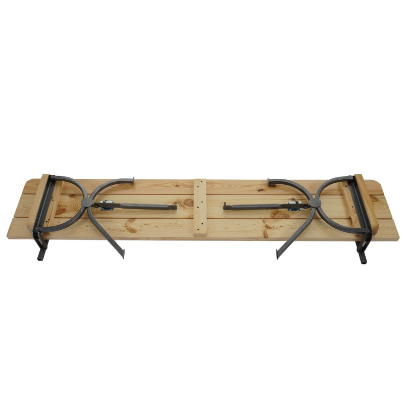 Ensemble de jardin LINZ, table + 2 bancs, bois massif, laqué, pliable - 150cm
