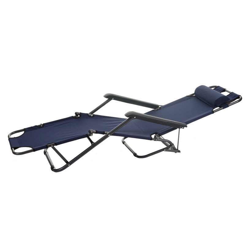 Bain de soleil Dendra, chaise longue relax, divan de piscine, polyrotin - bleu