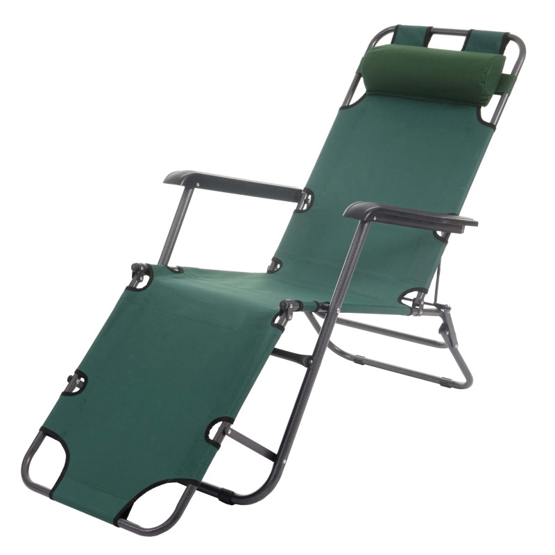 Bain de soleil Dendra, chaise longue relax, divan de piscine, polyrotin - vert