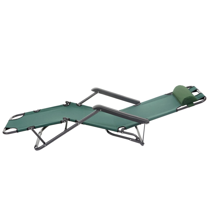 Bain de soleil Dendra, chaise longue relax, divan de piscine, polyrotin - vert