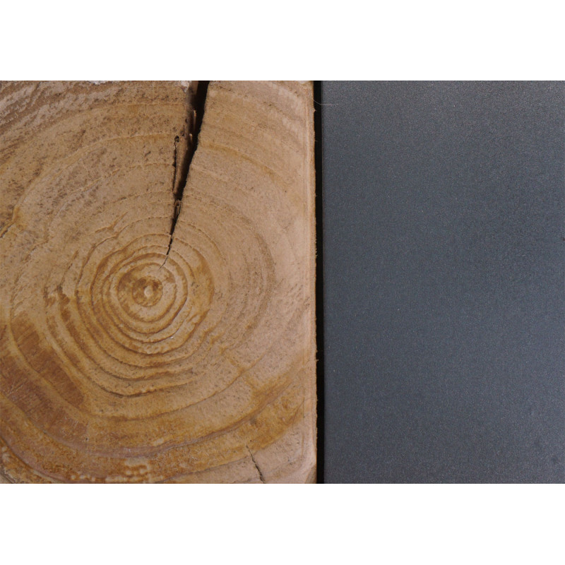 Table basse Table de salon d'appoint, bois massif industriel MVG, 60x60cm naturel avec aspect métal