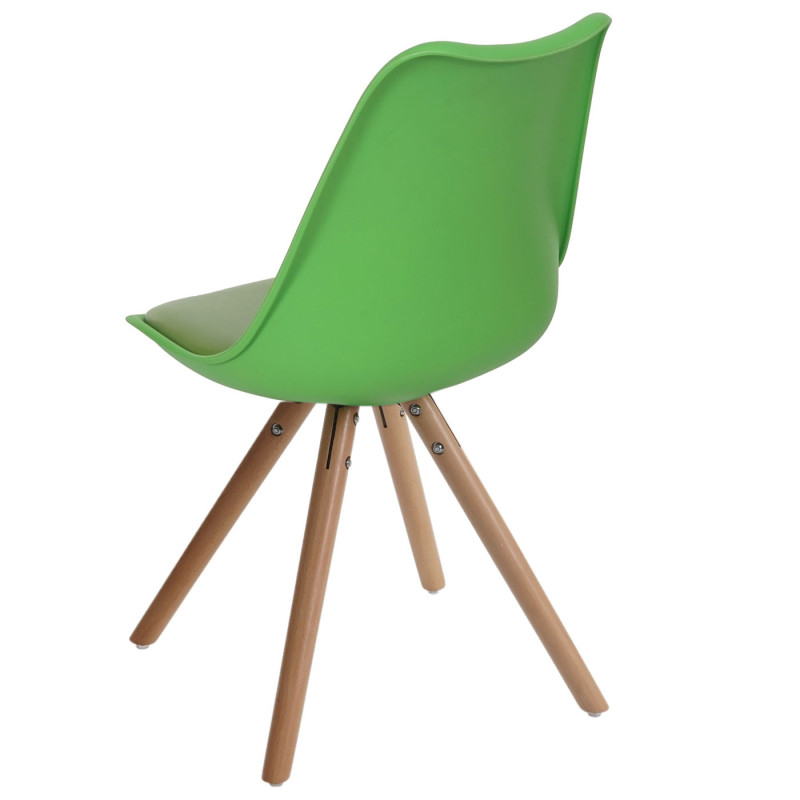 6x chaise de séjour/salle à manger Malmö T501 / design rétro - siège similicuir, vert, pieds clairs