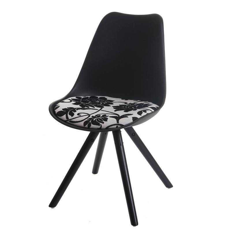 6x chaise de séjour / salle à manger Malmö T501 / rétro - noir, siège tissu jacquard, pieds foncés