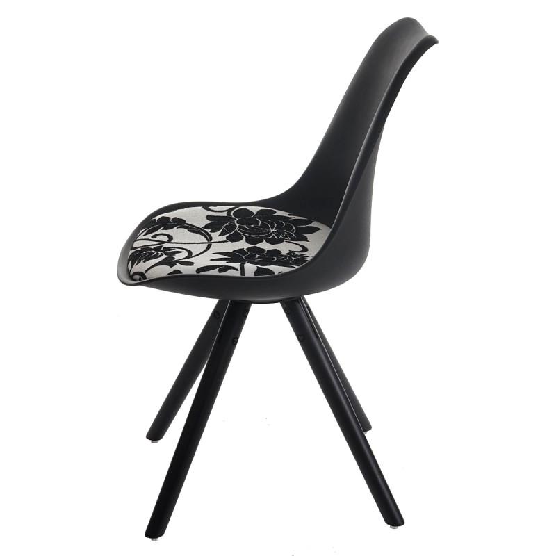 6x chaise de séjour / salle à manger Malmö T501 / rétro - noir, siège tissu jacquard, pieds foncés