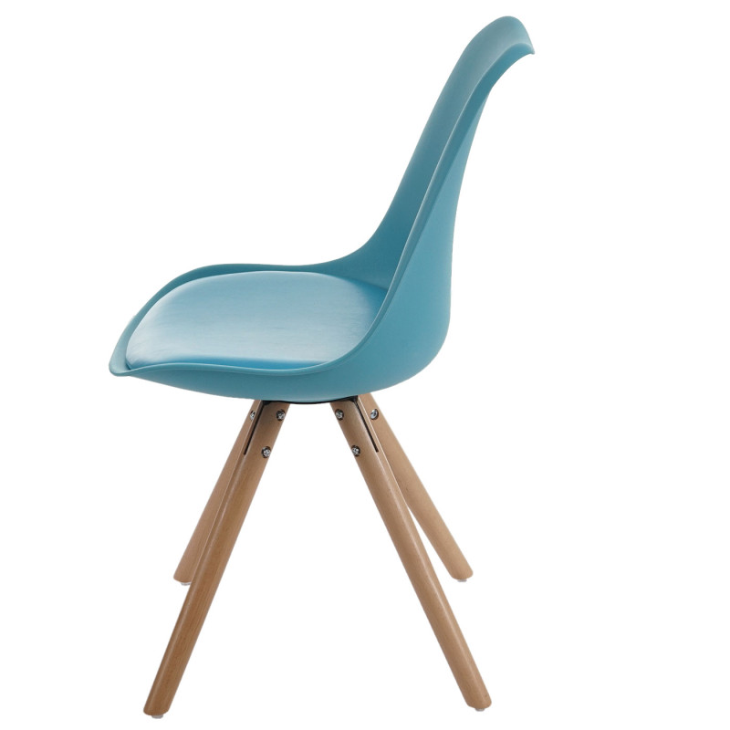 6x chaise de séjour/salle à manger Malmö T501 - turquoise, siège similicuir turquoise, pieds clairs