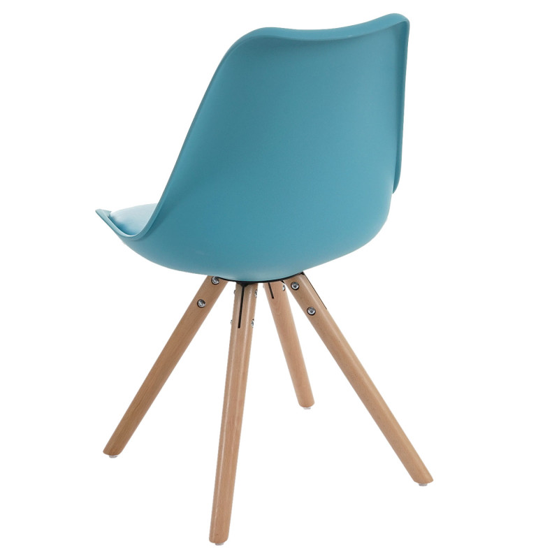 6x chaise de séjour/salle à manger Malmö T501 - turquoise, siège similicuir turquoise, pieds clairs