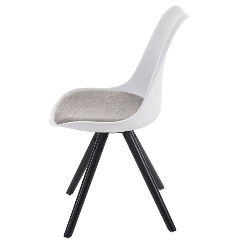 6x chaise de séjour / salle à manger Malmö T501 / rétro - blanc, siège tissu gris, pieds foncés