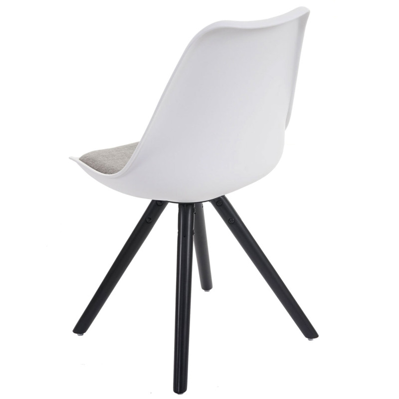 6x chaise de séjour / salle à manger Malmö T501 / rétro - blanc, siège tissu gris, pieds foncés