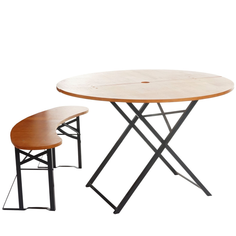 Ensemble tente de brasserie Erding, pliable, 115cm table+banc rond - décapé