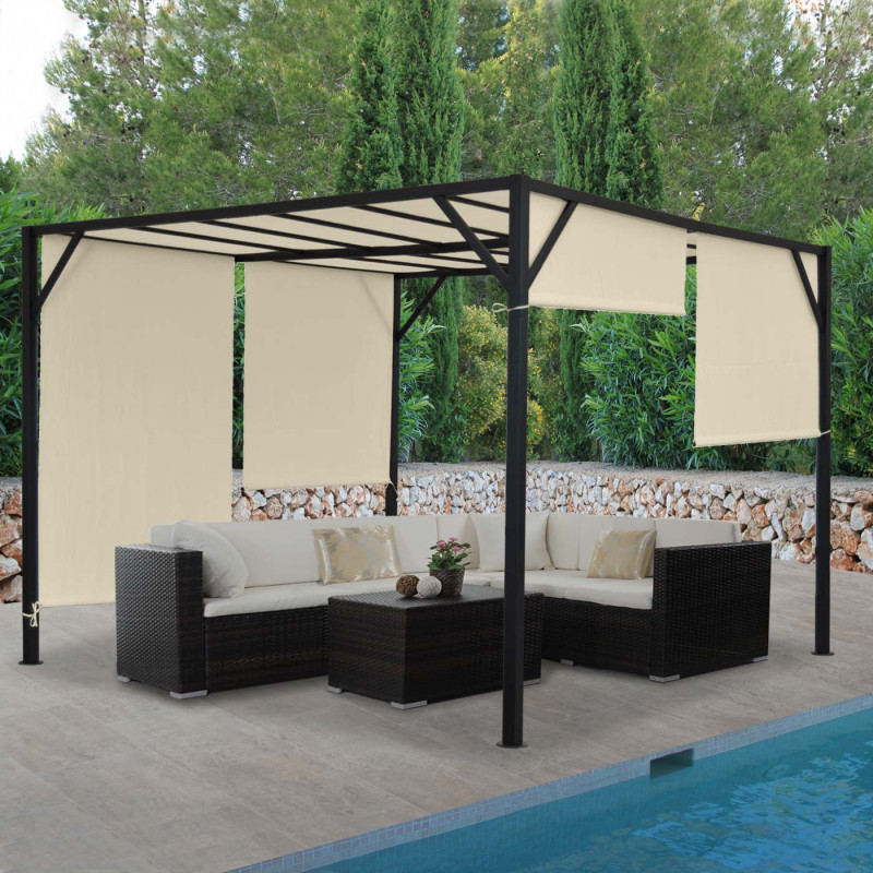 Pergola Baia, pavillon de jardin, cadre stable à 6 cm en acier + toit ouvrant - 4x4m