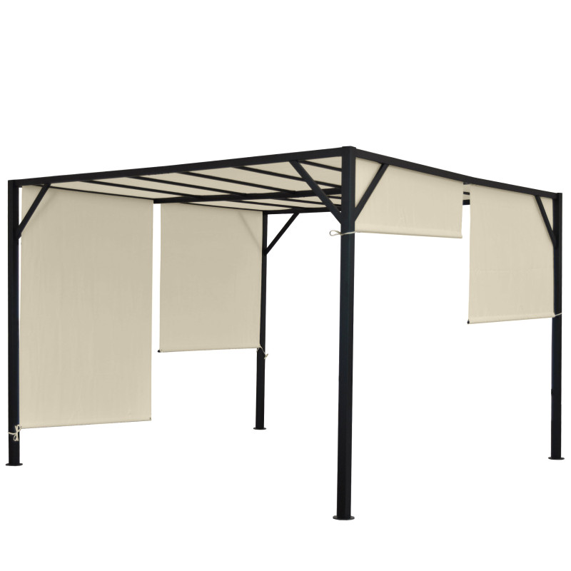 Pergola Baia, pavillon de jardin, cadre stable à 6 cm en acier + toit ouvrant - 4x4m