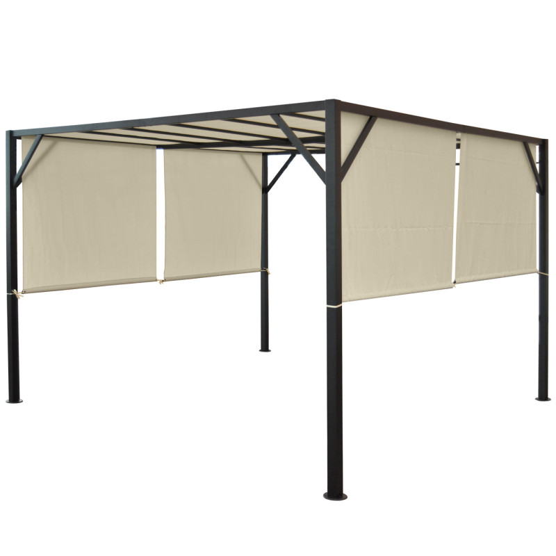 Pergola Baia, pavillon de jardin, cadre stable à 6 cm en acier + toit ouvrant - 4x4m