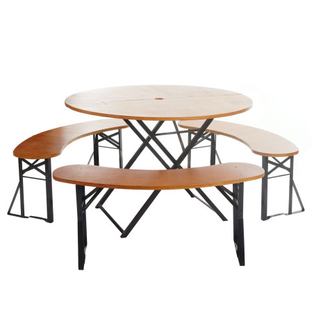 Ensemble pour tente de brasserie Erding, pliable, 115 cm rond - décapé